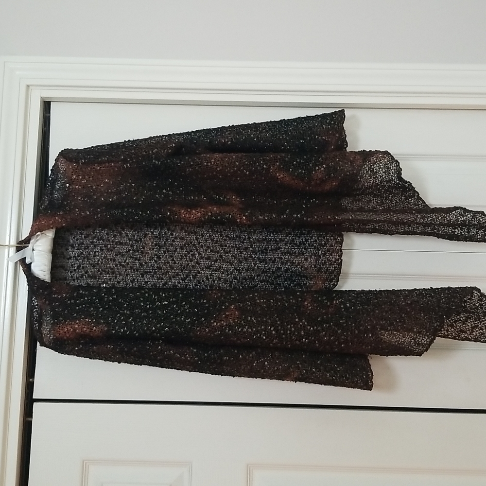 Chicos Shimmery Mesh Open Front Cardigan